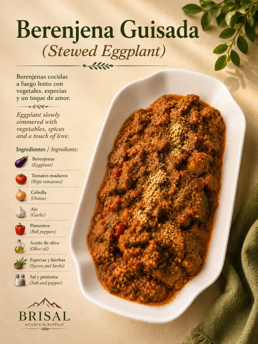 Berenjena Guisada (Stewed Eggplant) — Eggplant slowly simmered with vegetables, spices and a touch of love.