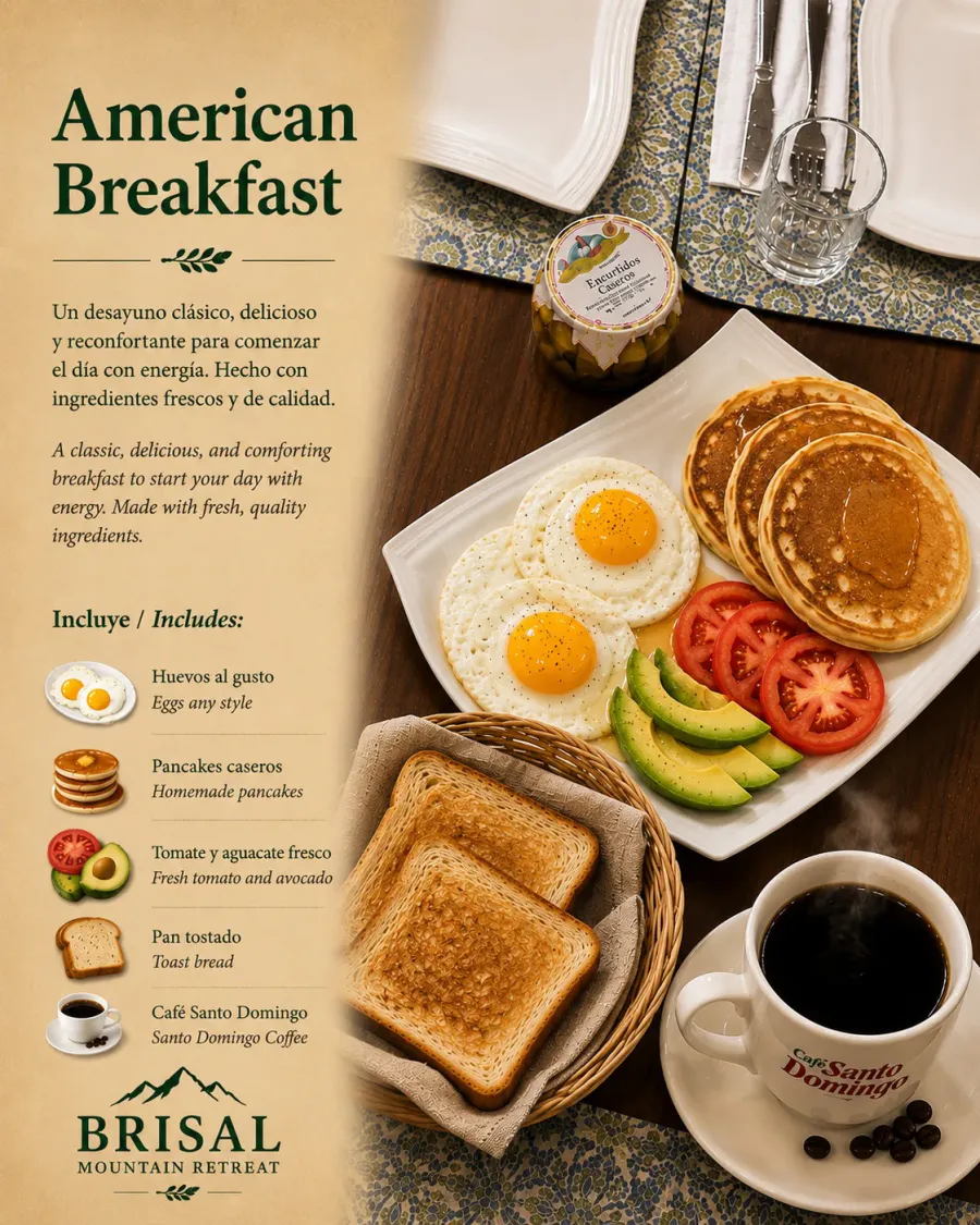 American Breakfast — A classic, delicious and comforting breakfast to start your day with energy. Made with fresh, quality ingredients.
