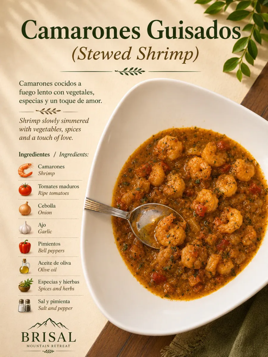Camarones Guisados (Stewed Shrimp) — Shrimp slowly simmered with vegetables, spices and a touch of love.