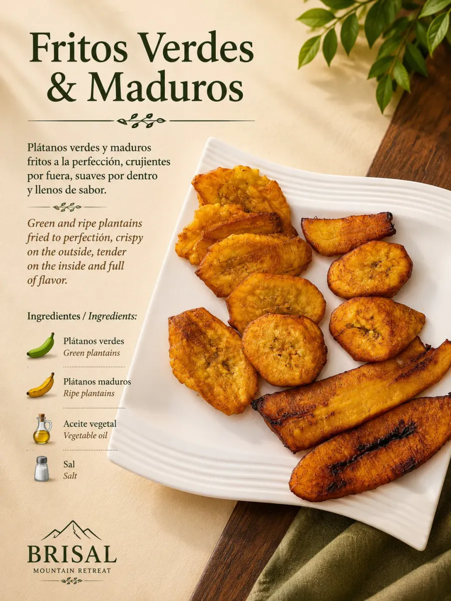 Fritos Verdes & Maduros — Green and ripe plantains fried to perfection — crispy on the outside, tender on the inside and full of flavor.