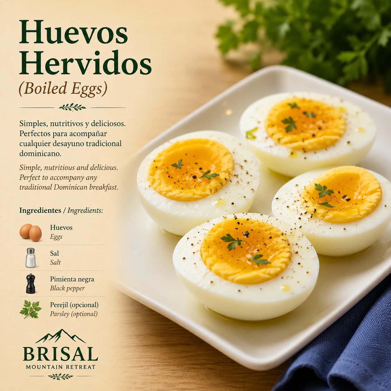 Huevos Hervidos (Boiled Eggs) — Simple, nutritious and delicious. Perfect to accompany any traditional Dominican breakfast.